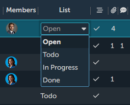 List changing in list menu