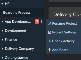 Project context menu