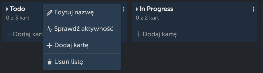 Umiejscowienie opcji dodaj kartę